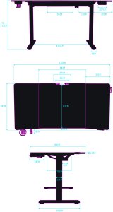 Biurko Ultradesk Level V2 RED Czarne 140 cm x 68 cm Czerwona podkładka 10