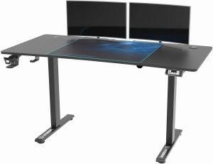 Biurko Ultradesk Level V2 BLUE Czarne 140 cm x 68 cm Niebieska podkładka 4