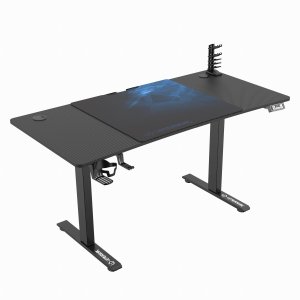 Biurko Ultradesk Level V2 BLUE Czarne 140 cm x 68 cm Niebieska podkładka 6