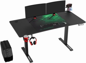 Biurko Ultradesk Level V2 Green Czarne 140 cm x 68 cm Zielona podkładka 3