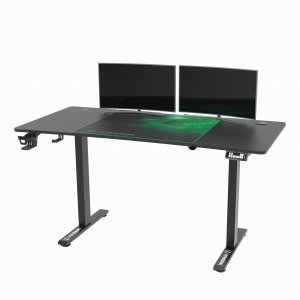 Biurko Ultradesk Level V2 Green Czarne 140 cm x 68 cm Zielona podkładka 4