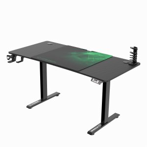 Biurko Ultradesk Level V2 Green Czarne 140 cm x 68 cm Zielona podkładka 5