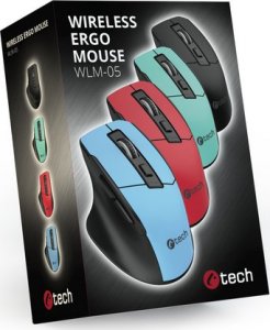 Mysz C-Tech myš Ergo WLM-05, bezdrátowa, 1600DPI, 6 tlačítek, USB nano receiver, czarny 4