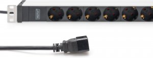 Wizualizer Art.-Multimedia DIGITUS Listwa zasilająca aluminiowa 8 gniazd ze stykami ochronnymi przewód zasilający 2m wtyczka IEC C20 3