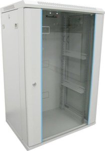 Szafa XtendLan XtendLan 19" nástěnný rozvaděč 22U 600x600, nosnost 60 kg, skleněné kouřové dveře, svařovaný, šedý 1
