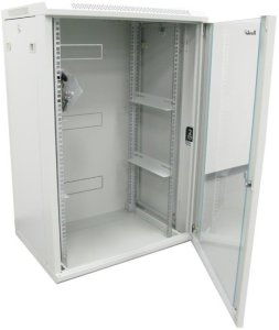 Szafa XtendLan 19" szafa rackowa ścienna 18U 600x450, nosność 60 kg, szklane drzwi, spawany, szary 3