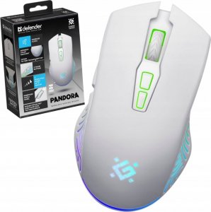 Mysz Defender Mysz bezprzewodowa Defender PANDORA GM-502 optyczna 3200dpi biała RGB AKUMULATOR 7 przycisków Gaming bezklikowa silent 1