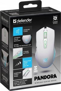 Mysz Defender Mysz bezprzewodowa Defender PANDORA GM-502 optyczna 3200dpi biała RGB AKUMULATOR 7 przycisków Gaming bezklikowa silent 4