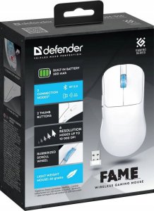 Mysz Defender Mysz bezprzewodowa FAME GM-516 optyczna 10000dpi 2.4 GHz + Bluetooth biała 5 przycisków Gaming 6