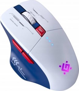 Mysz Defender Mysz bezprzewodowa Defender TISA GM-126 optyczna 1600dpi 2.4 GHz + Bluetooth biało-niebieska RGB AKUMULATOR 6 przycisków Gaming 4