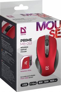 Mysz Defender Mysz bezprzewodowa Defender PRIME MB-053 optyczna bezklikowa silent 1600dpi czerwona 6