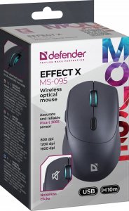 Mysz Defender Mysz bezprzewodowa Defender EFFECT X MS-095 optyczna bezklikowa silent 1600dpi czarna 3