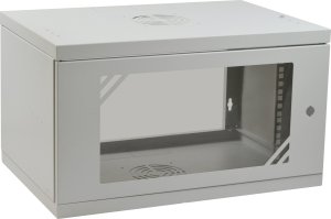 Szafa Lexi-NET LEXI-Net 19" nástěnný rozvaděč Basic 6U 520x350, skleněné dveře, bez zad, rozložený, šedý 1