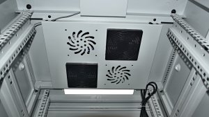 Szafa Lexi-NET LEXI-Net 19" szafka stojąca 27U 600x600 rozbieralny, jednostka wentylacyjna, termostat, kółka, 600kg, szkło, szary 3