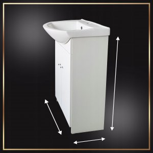 Stamar Zestaw Wysoka Szafka Łazienkowa Stojąca Biała z Dużą Umywalką 60 cm 6