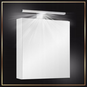 Stamar Szafka Biała Łazienkowa Wisząca z Lustrem 50 x 60 cm Lampka Oświetlenie LED 2