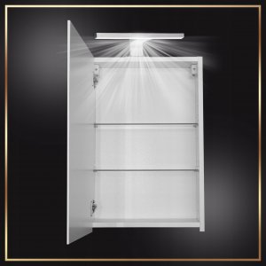 Stamar Szafka Biała Łazienkowa Wisząca z Lustrem 50 x 60 cm Lampka Oświetlenie LED 3