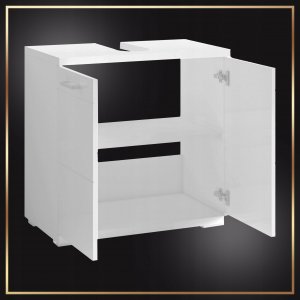 Stamar Biała Szafka Stojąca pod Umywalkę z Wycięciem na Syfon Otwór 60 cm MDF 3