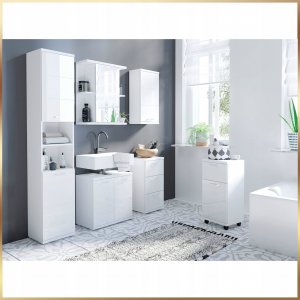 Stamar Biała Szafka Stojąca pod Umywalkę z Wycięciem na Syfon Otwór 60 cm MDF 5