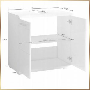 Stamar Biała Szafka Stojąca pod Umywalkę z Wycięciem na Syfon Otwór 60 cm MDF 7