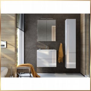 Stamar Biała Szafka Wisząca Łazienkowa pod Umywalkę 60 x 60 x40 Cichy Domyk Połysk 8