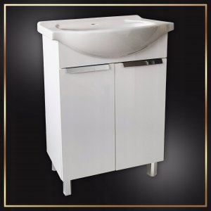 Stamar Szafka Łazienkowa Biała Umywalka Ceramiczna 60 cm Bateria Chrom Aquua Syfon 2