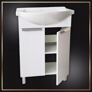 Stamar Szafka Łazienkowa Biała Umywalka Ceramiczna 60 cm Bateria Chrom Aquua Syfon 5