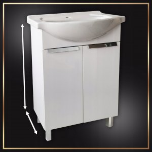 Stamar Szafka Łazienkowa Biała Umywalka Ceramiczna 60 cm Bateria Chrom Aquua Syfon 6