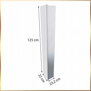 Stamar Biały Słupek Łazienkowy Slim Front Lustro 125 x 23 x 22 cm 5 Półek Połysk 2