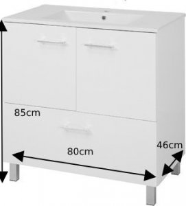 Stamar Szafka łazienkowa z umywalką stojąca połysk 80 x47 6