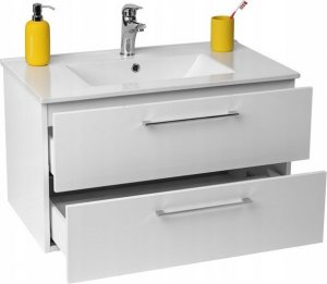 Stamar Szafka łazienkowa z umywalką 80 cm biała połysk 14