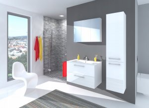 Stamar Szafka łazienkowa z umywalką 80 cm biała połysk 5