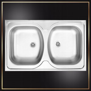 Stamar Szafka Kuchenna Dąb Sonoma 80 Zlew 2 Komory Bateria Czarna Elastyczna Syfon 6