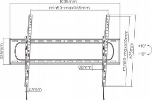 Maclean Uchwyt do TV lub monitora Maclean MC-750N max. VESA 900x600, 60-120", 120kg, czarny 4