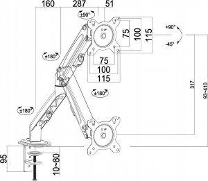 Maclean Uchwyt biurkowy na monitor 13" - 27" (MC-860N) 2