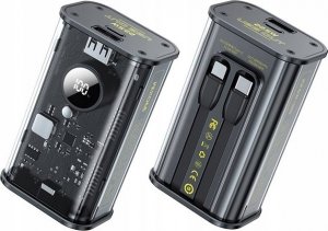 Powerbank Wekome Power bank 10000 mAh Fast Charging z wbudowanym kablem USB-C & Lightning PD 20W + QC 22.5W Czarny 1