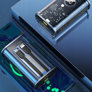 Powerbank Wekome Power bank 10000 mAh Fast Charging z wbudowanym kablem USB-C & Lightning PD 20W + QC 22.5W Czarny 6