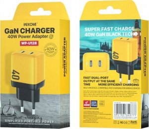 Ładowarka Wekome Ładowarka sieciowa 2x USB-C Super Fast Charger GaN 40W Żółta 2