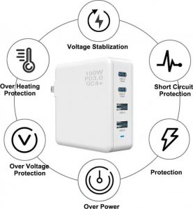 Ładowarka Viking ładowarka USB GaN 100W, podpora PD3.0 a QC4+ biała 2