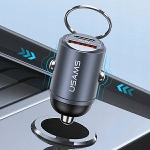 Ładowarka Usams Ładowarka samochodowa 30W 1xUSB+1xUSB-C C38 Fast Charge Stalowa 7