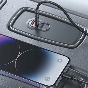Ładowarka Usams Ładowarka samochodowa 30W 1xUSB+1xUSB-C C38 Fast Charge Stalowa 8