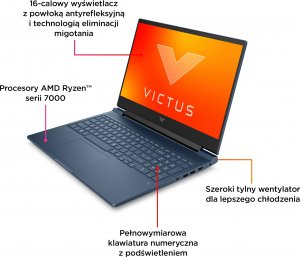 Laptop HP Victus 16 - Ryzen 7 7840HS | 16,1"-QHD-240Hz | 16GB | 1TB | no Os | RTX4060 | Szary 18