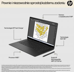 Laptop HP HP ENVY x360 15-fh0006nw Ryzen 5 7530U 15.6"FHD Touch IPS 250nits 16GB LPDDR4 SSD512 Radeon Integrated Graphics No ODD Win11 2Y Nightfall Black 25