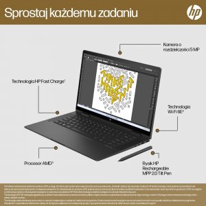 Laptop HP HP ENVY x360 15-fh0006nw Ryzen 5 7530U 15.6"FHD Touch IPS 250nits 16GB LPDDR4 SSD512 Radeon Integrated Graphics No ODD Win11 2Y Nightfall Black 26