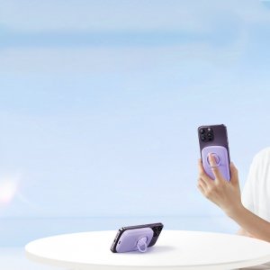 Powerbank Joyroom Joyroom JR-W030 6000mAh 20W MagSafe z ringiem i podstawką fioletowy 5