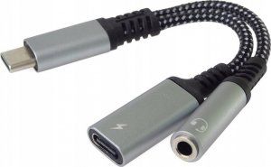 Adapter USB PremiumCord PremiumCord Redukce USB-C /3,5mm jack s DAC chipem + USB-C pro nabíjení 13cm 1