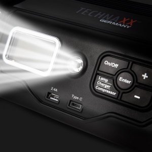 Kompresor samochodowy Technaxx Ładowarka do akumulatorów 10A 230V z kompresorem 9