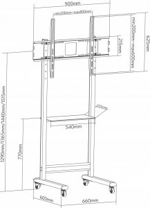 Techly Stojak mobilny Techly 50''-90'', 70kg półka AV 3