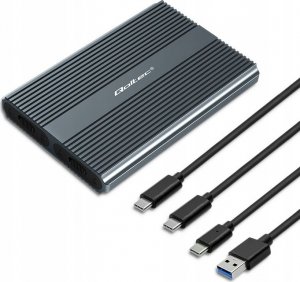 Kieszeń Qoltec Obudowa/kieszeń Qoltec na dysk M.2 SSD | SATA | NVMe | USB-C | DUAL 2 x 2TB 4