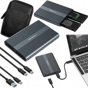 Kieszeń Qoltec Obudowa/kieszeń Qoltec na dysk M.2 SSD | SATA | NVMe | USB-C | DUAL 2 x 2TB 7